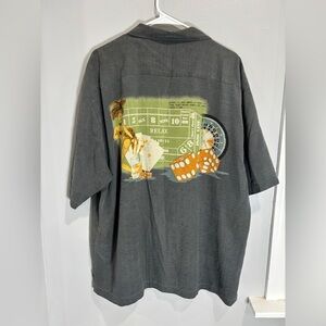 Tommy Bahama 100% Silk Gambling Print Camp Shirt Cruise‎ Vacation Resortwear XL